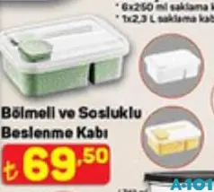BÖLMELİ VE SOSLUKLU BESLENME KABI BÖLMELİ VE SOSLUKLU BESLENME KABI